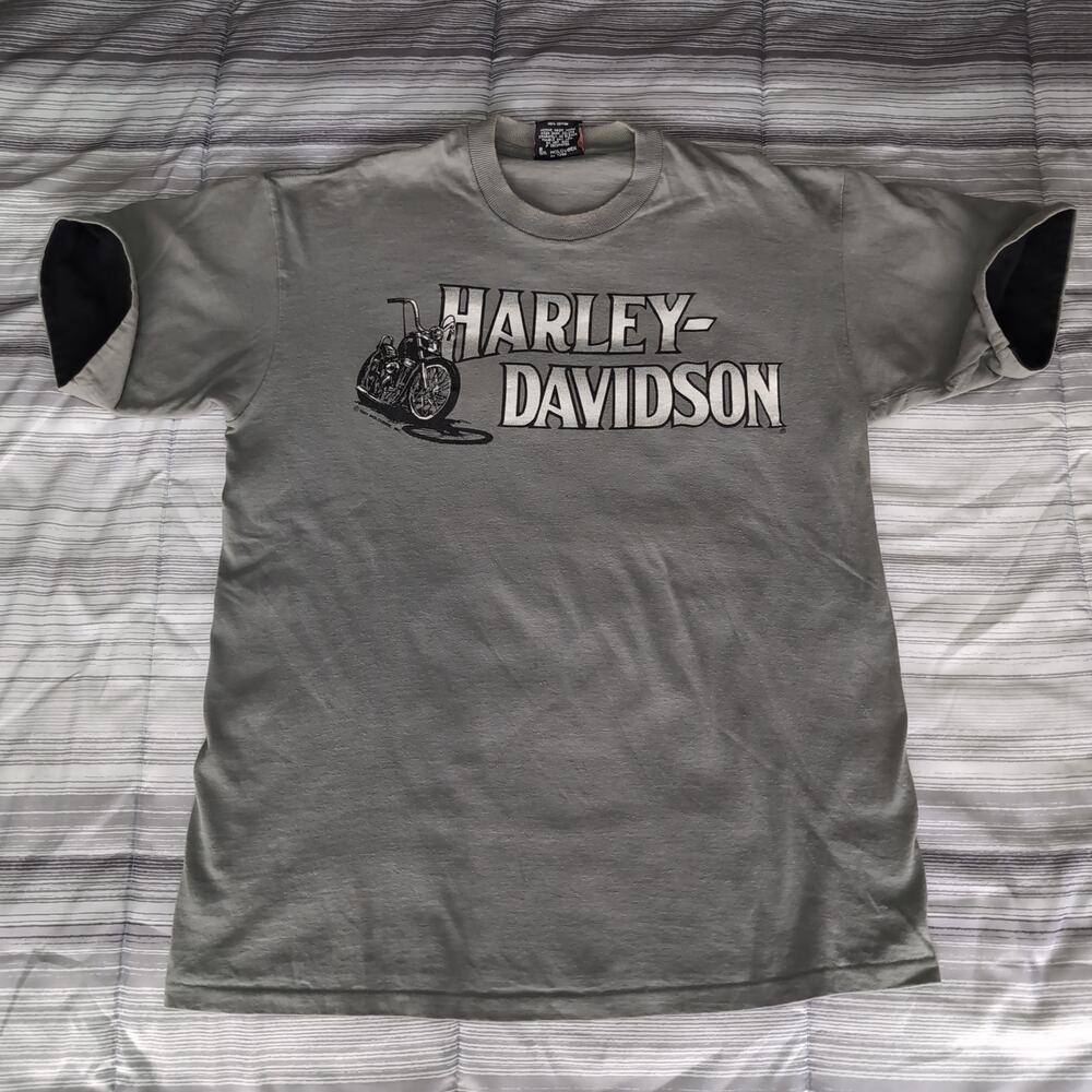 Vintage 1991 Double Sleeve‎ Harley Davidson T Shirt XL Single Stitch Holoubek